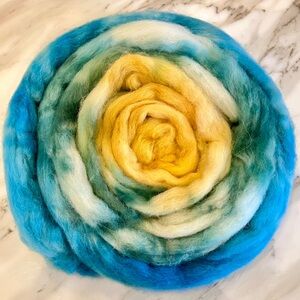 SOLD Hand Dyed Wool Roving in Coast